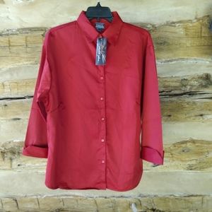 3/$15 Uniti Red Stretch Button Down Tunic Size 2X
